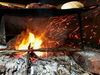 Close-up of bonfire at night