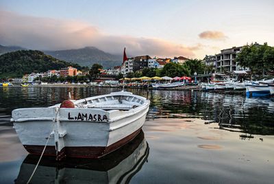 Boats in marina at harbor