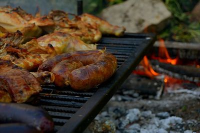 Close-up of asado on barbecue