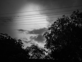 Low angle view of silhouette trees against sky