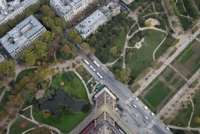 Park seen from eiffel tower in city