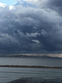 Scenic view of sea against cloudy sky