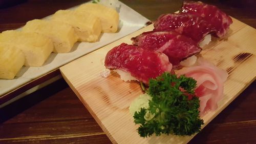 Close-up of breakfast on table