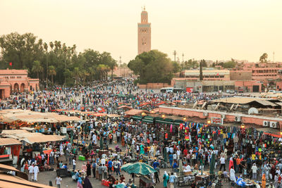 High angle view of market in city