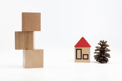 Close-up of toy against white background
