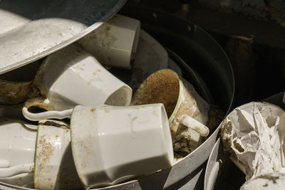 High angle view of food in container