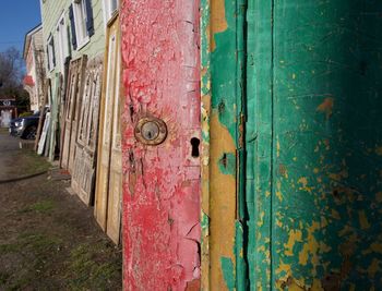 Close-up of old weathered door