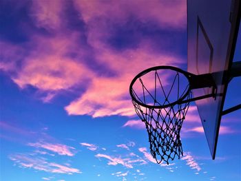 Low angle view of basketball hoop against sky