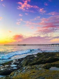 Scenic view of sea during sunset