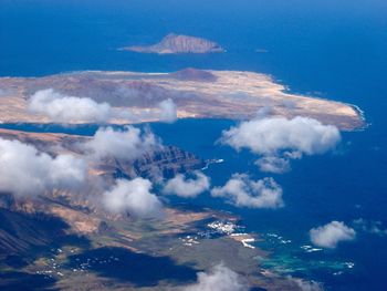 Aerial view of clouds over sea