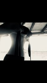 Silhouette man with dog on window