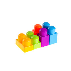 Close-up of multi colored toy against white background