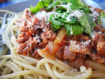 Close-up of meal served in plate