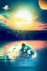 Scenic view of sea against sky at sunset