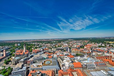 High angle view of townscape against sky