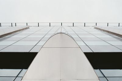 Low angle view of modern building against clear sky