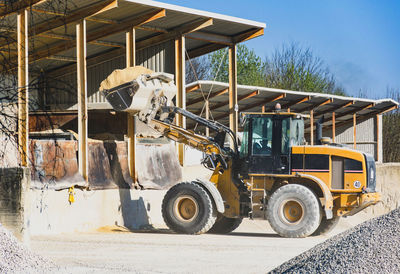 Heavy construction machinery at work.