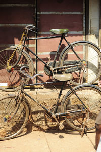 Bicycles parked on street