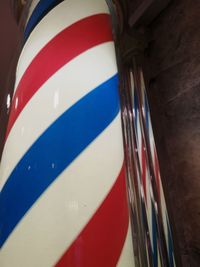 Low angle view of flag against wall