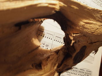 High angle view of open book on table
