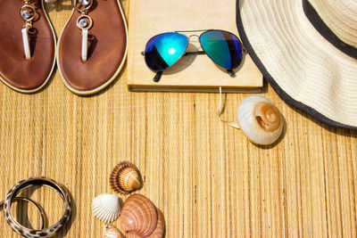 High angle view of sunglasses on table