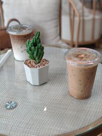 High angle view of coffee on table