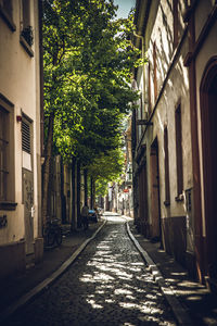 Footpath amidst buildings in city