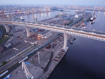 High angle view of bridge over river