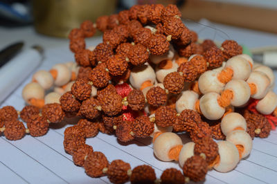 High angle view of dessert in plate