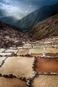 View of the inca salt ponds near maras