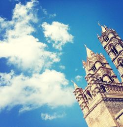 Low angle view of temple against blue sky