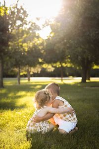 Girl and boy at park