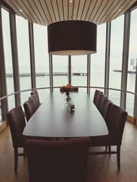 Empty chairs in restaurant