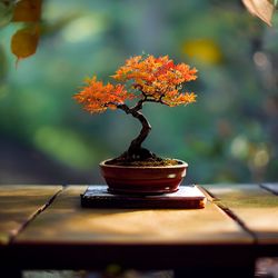Close-up of potted bonsai on table