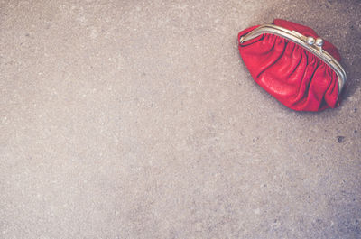 Close-up of red object on table