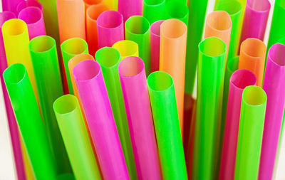 Close up of plastic drinking straws.