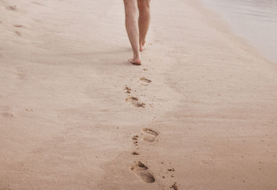 Low section of woman walking on beach