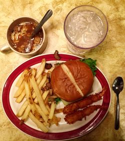 Close-up of food served in plate