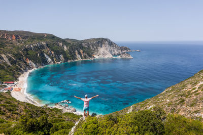 Scenic view of sea against clear sky