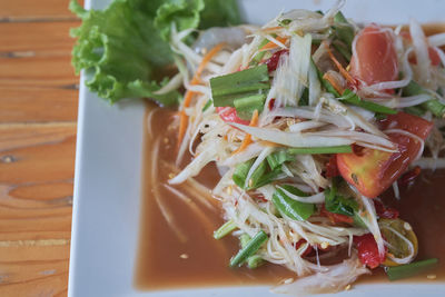 Close-up of meal served in plate