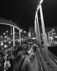 Blurred motion of cars on road at night