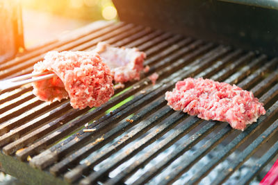 Close-up of food on barbecue grill