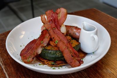 Close-up of food in plate on table