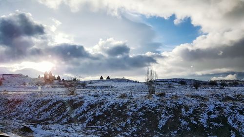 Scenic view of snow covered landscape