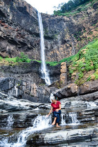 Scenic view of waterfall