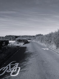 Road markings on a country road