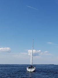 Sailboat sailing on chesapeake bay against sky