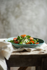 Close-up of salad in plate on table