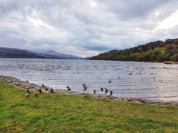 Scenic view of lake against sky