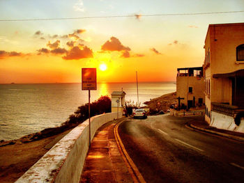 Scenic view of sea at sunset